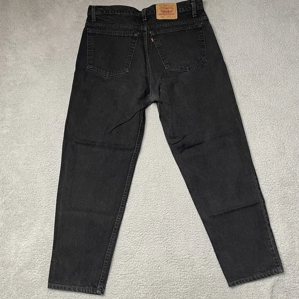 Vintage 90s Black Denim Levi's 550 Relaxed 38x30 Jeans VTG